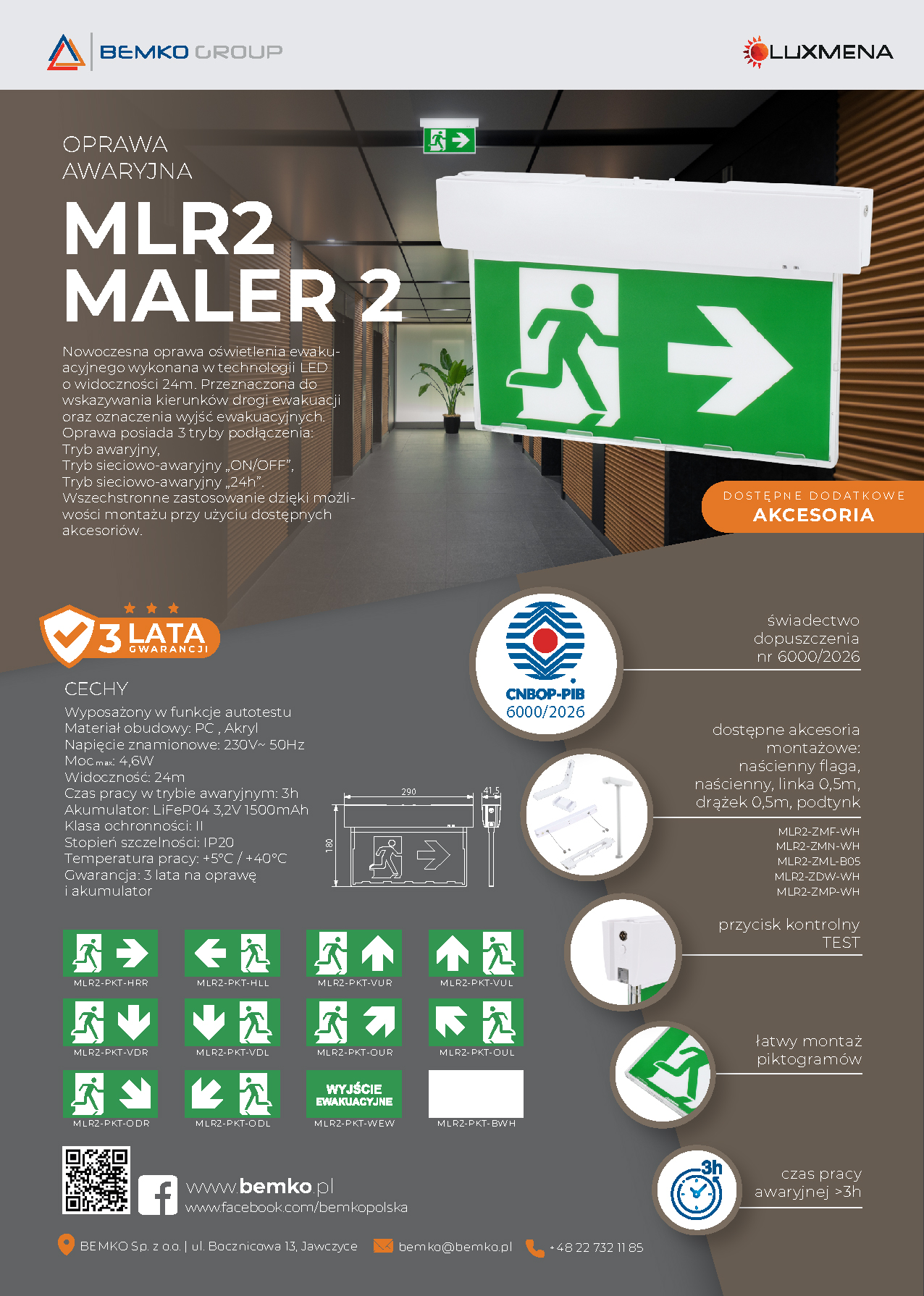 MLR2 MALER 2 – Nowoczesna oprawa awaryjna LED